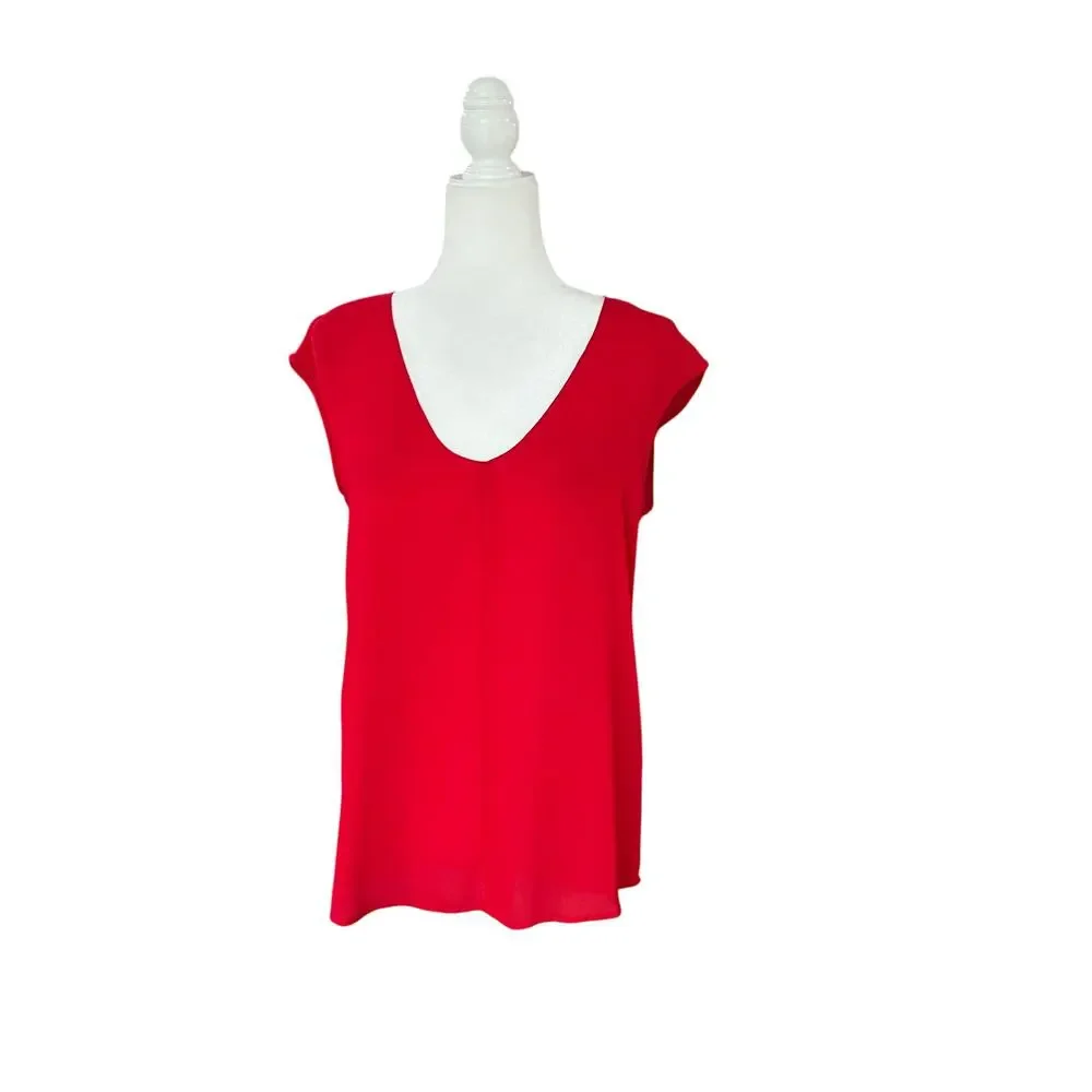 J.Crew Red Cap Sleeve Blouse Size 4 Lightweight, Flowy and Relaxed Summer BBQ